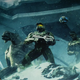 Image from the Halo Mythos book that is clearly a Halo 3 scene, but using Blur assets. Can’t tell if it’s hand drawn artwork that used the Blur models as a base for the drawing, or if this was actually a 3D scene that 343 had Blur build and pose which seems strange to do. Don’t mind the fingers, those are from whoever took the picture. Disclaimer: Not me.